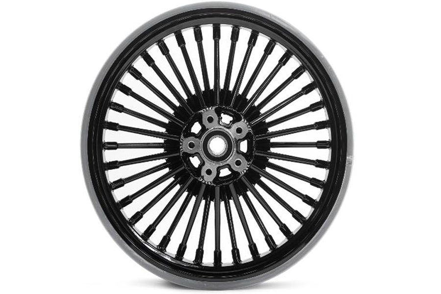 HARLEY 16 inch X 3.5 inch Duro 36 Fat Spoke Rear Wheel Gloss Black fits 1984-2008 FLT, 1984-2008 FLHT, 1984-2008 FLHR,