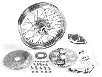 HARLEY 16 inch x 3.00 inch Rear Wheel Kit with Caliper Chrome fits 1973-1982 FX, 1973-1982 FL,