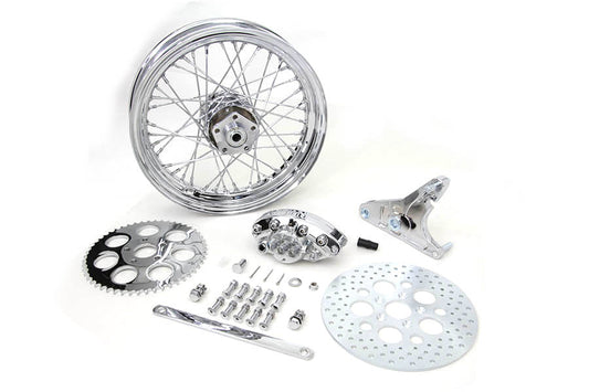 HARLEY 16 inch x 3.00 inch Rear Wheel Kit with Caliper Chrome Fits 1973-1985 FX, 1973-1985 FL,
