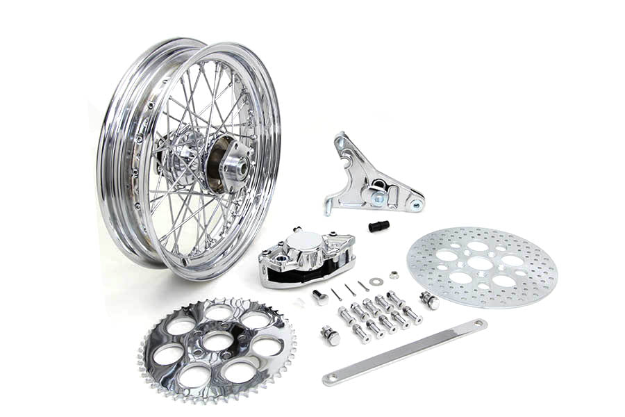 HARLEY 16 inch x 3.00 inch Rear Wheel Kit with Caliper Chrome fits 1973-1985 FX, 1973-1985 FL,