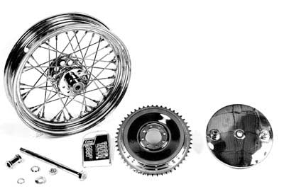 HARLEY 16 inch x 3.00 inch Wheel and Brake Drum Assembly Chrome Fits 1973-1974 XL, Rear