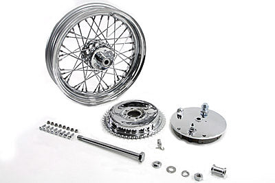 HARLEY 16 inch x 3.00 inch Wheel and Brake Drum Assembly Chrome Fits 1975-1978 XL, Rear