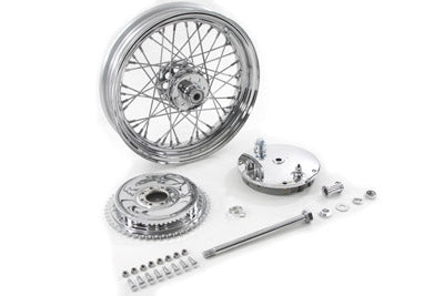HARLEY 16 inch x 3.00 inch Wheel and Brake Drum Assembly Chrome fits 1975-1978 XL, Rear