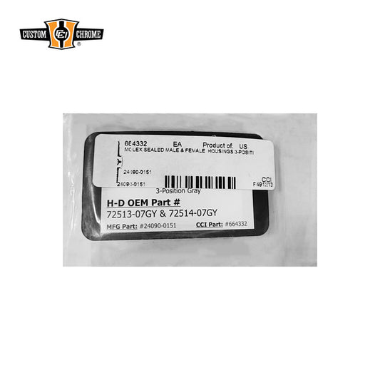 Custom Chrome HARLEY MOLEX SEALED MALE & FEMALE HOUSINGS 3-POSITION GRAY