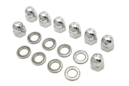HARLEY Chrome Cylinder Base Acorn Nut and Washer Fits 1941-1977 FL, 1971-1977 FX, 1936-1940 EL,