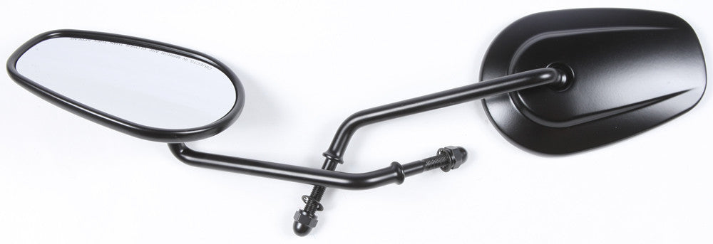 HARLEY HARDDRIVE MIRROR OE STYLE TAPERED LONG STEM BLACK 18-500BK