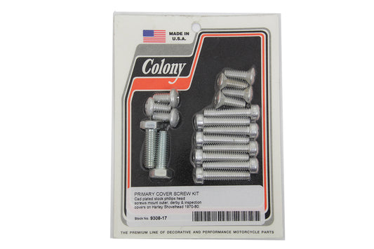 HARLEY Primary Cover Screw Kit Cadmium Fits 1970-1980 FL, 4-speed 1971-1984 FX,