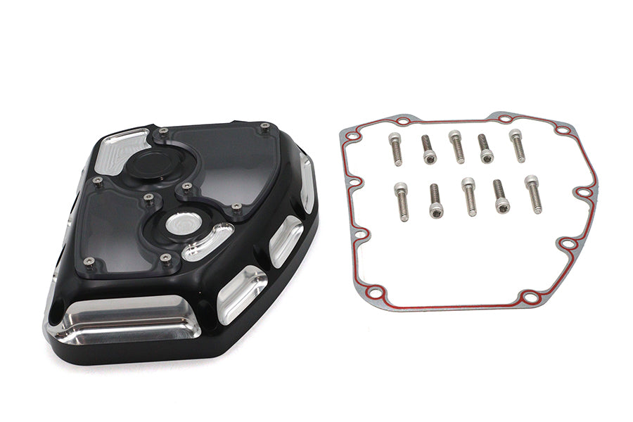 HARLEY CNC Clarity Nockenwellenabdeckung Schwarz Passend für 2001-2017 FLST, 2001-2017 FXST, 2001-2016 FL,