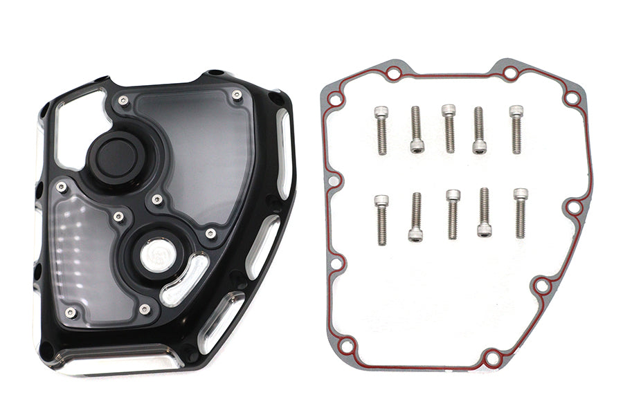 HARLEY CNC Clarity Nockenwellenabdeckung Schwarz Passend für 2001-2017 FLST, 2001-2017 FXST, 2001-2016 FL,