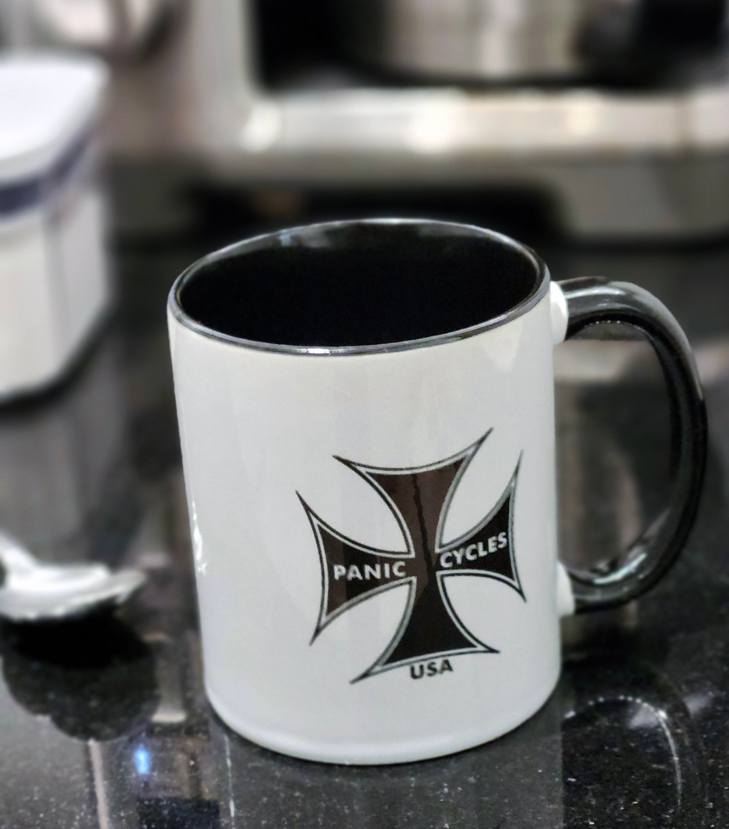 Grab your PANIC CYCLES Coffee Cup 11oz Mug - Old School Cool
