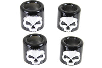 HARLEY Stößelstangen-Abdeckung Bechersatz Schwarz mit Chrom Totenkopf-Design Passend für 1936-1940 EL,   1941-1984 FL,   197