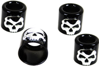 HARLEY Stößelstangen-Abdeckung Bechersatz Schwarz mit Chrom Totenkopf-Design Passend für 1936-1940 EL,   1941-1984 FL,   197