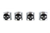 HARLEY Stößelstangenabdeckung Set Chrom mit schwarzem Totenkopf-Design Passend für 1936-1940 EL,   1941-1984 FL,   197