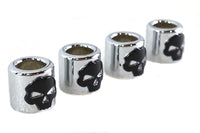 HARLEY Stößelstangenabdeckung Set Chrom mit schwarzem Totenkopf-Design Passend für 1936-1940 EL,   1941-1984 FL,   197