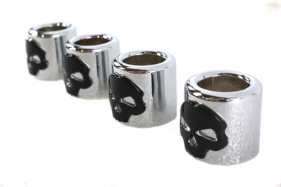 HARLEY Stößelstangenabdeckung Set Chrom mit schwarzem Totenkopf-Design Passend für 1936-1940 EL,   1941-1984 FL,   197