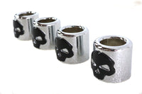 HARLEY Stößelstangenabdeckung Set Chrom mit schwarzem Totenkopf-Design Passend für 1936-1940 EL,   1941-1984 FL,   197