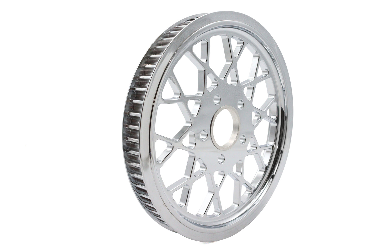 HARLEY Classic Spoke-Hinterradriemenscheibe, 65 Zähne, Chrom, passend für 0- Custom, Anwendung für 1 Riemen."