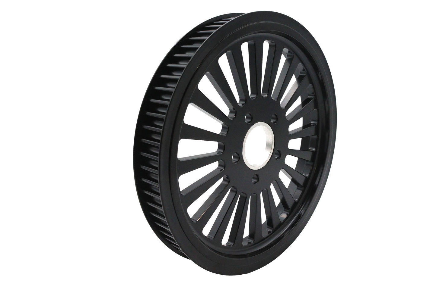HARLEY King Spoke Hinterrad-Antriebsriemenscheibe 70 Zähne Schwarz Passend für 0- Custom, Anwendung für 1-1/2" Riemen."