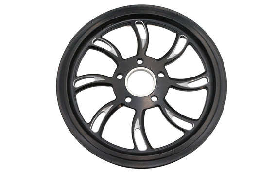 HARLEY Vortex Hinterrad-Riemenscheibe 65 Zähne schwarz gefräst passend für 0- Custom, Anwendung für 1-1/8-Zoll-Riemen.