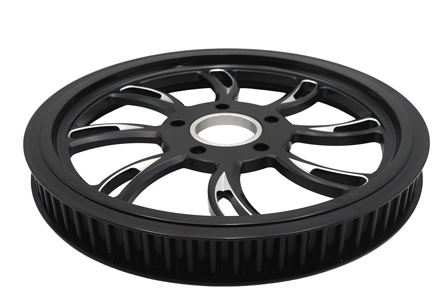HARLEY Vortex Hinterrad-Riemenscheibe 65 Zähne schwarz gefräst passend für 0- Custom, Anwendung für 1-1/8-Zoll-Riemen.