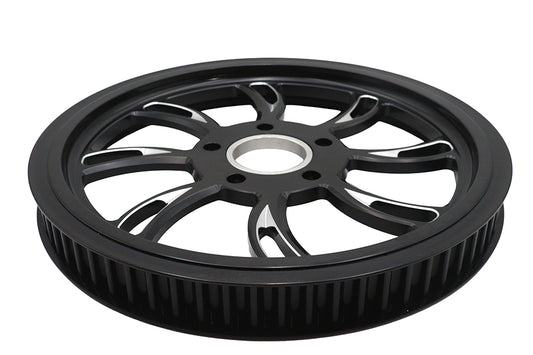 HARLEY Vortex Hinterrad-Riemenscheibe 65 Zähne schwarz gefräst passend für 0- Custom, Anwendung für 1-1/8-Zoll-Riemen.
