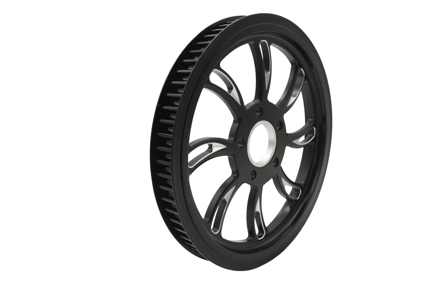 HARLEY Vortex Hinterrad-Riemenscheibe 65 Zähne schwarz gefräst passend für 0- Custom, Anwendung für 1-1/8-Zoll-Riemen.