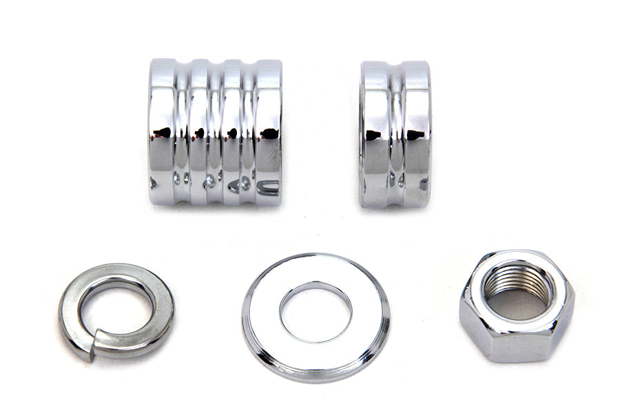 HARLEY Vorderachsabstandshalter-Kit Rillen-Stil Chrom Passend für 2000–2006 FLSTF, Vordere Montage