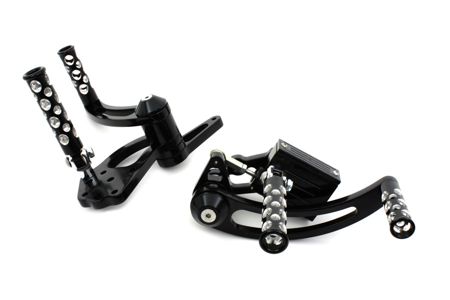 HARLEY Schwarzes Vorverlegtes Fußrasten-Kit Passend für 1970-1999 FX,