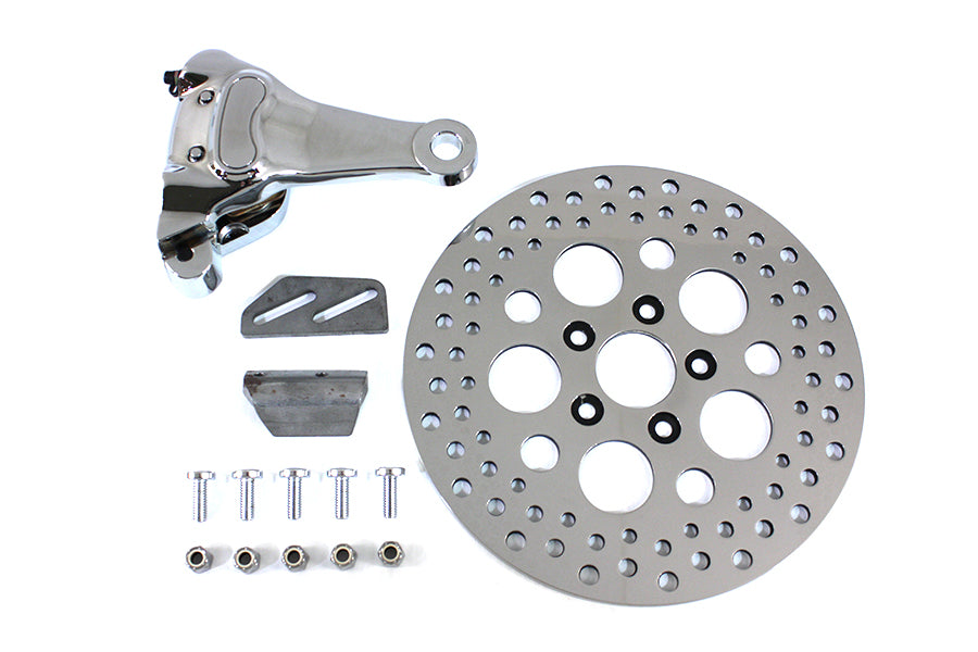 HARLEY Chrom Bremszange 4 Kolben hinten und 11-1/2 Zoll Bremsscheiben-Kit passend für 1983-2003 XL,