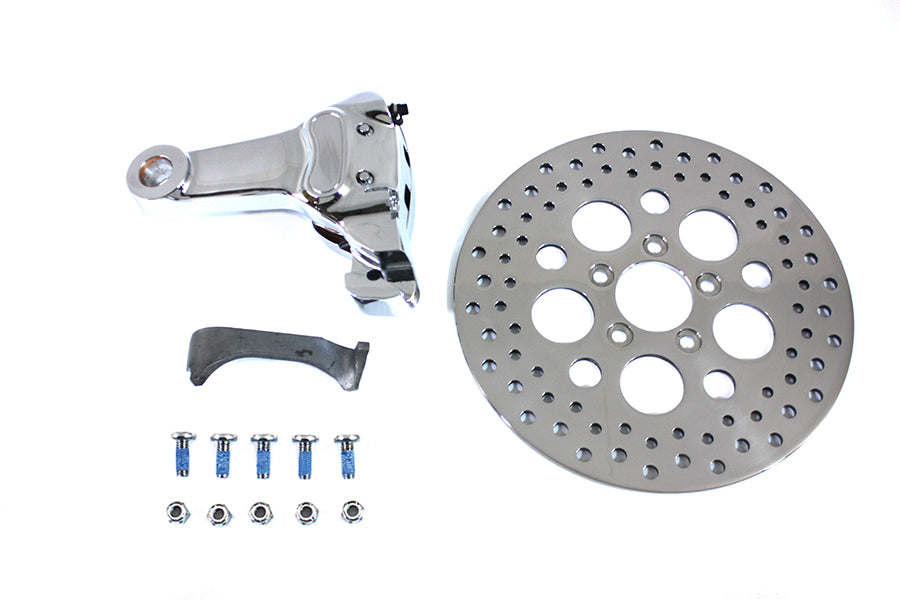 HARLEY Verchromter hinterer 4-Kolben Bremssattel und 11,5 Zoll Bremsscheiben Kit Passt 0- Custom, Anwendung für Starrrahmen
