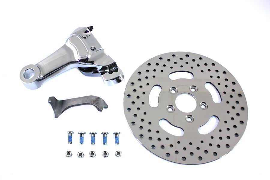 HARLEY Chrom Hinterrad 4-Kolben Bremssattel und 11,5 Zoll Bremsscheiben Kit Passend für 0- Custom, Starrrahmen-Anwendung