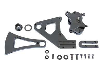 HARLEY Chrom-Bremszangen-Set, hinten, 4 Kolben, mit Halterung, passend für 1987-1999 FXST, 1987-1999 FLST,