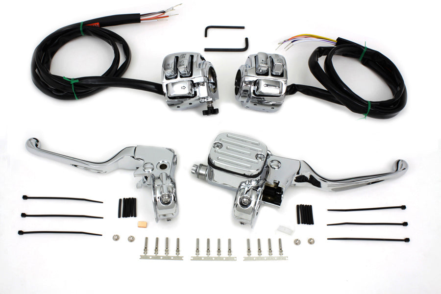 HARLEY Chrome Handlebar Control Kit fits 1996-2006 FXST,  1996-2006 FLST,  1996-2006 FXD,  1996-2003 XL,