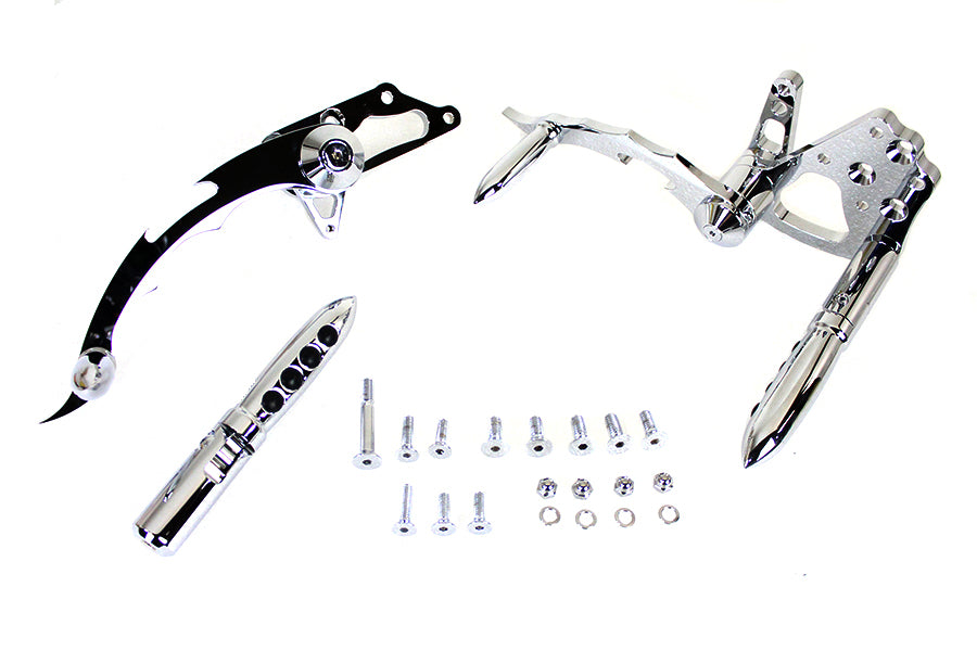 HARLEY Billet-Vorverlegte Fußrastenanlage Chrom Passend für 0- Custom, Anwendung mit Montagelöchern von vor 1999
