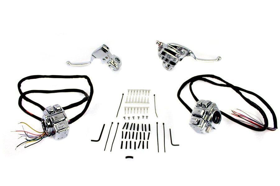 HARLEY Chrome Handlebar Control Kit fits 2008-2013 FLHT,  2008-2013 FLHR,  2008-2013 FLHX,