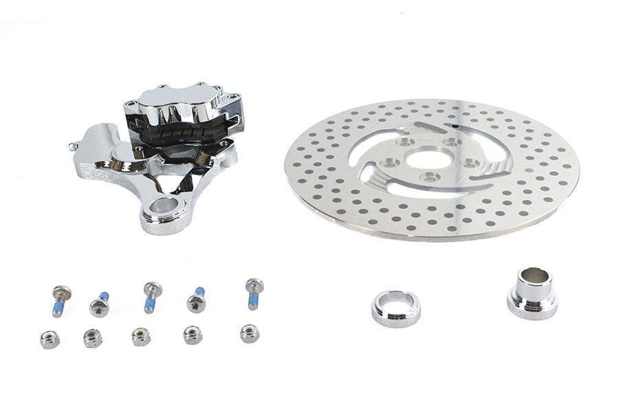HARLEY Chrom Hinterrad 4-Kolben Bremssattel und 11-1/2 Zoll Bremsscheiben-Kit, passend für 1987-1999 FXST, 1987-1999 FLST,