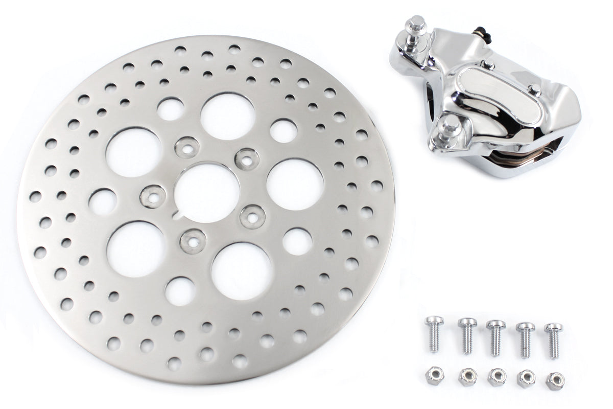 HARLEY Vordere 4-Kolben-Bremszange und 11-1/2-Zoll-Bremsscheiben-Kit, passend für 1984-1999 XL, 1984-1999 FXST,