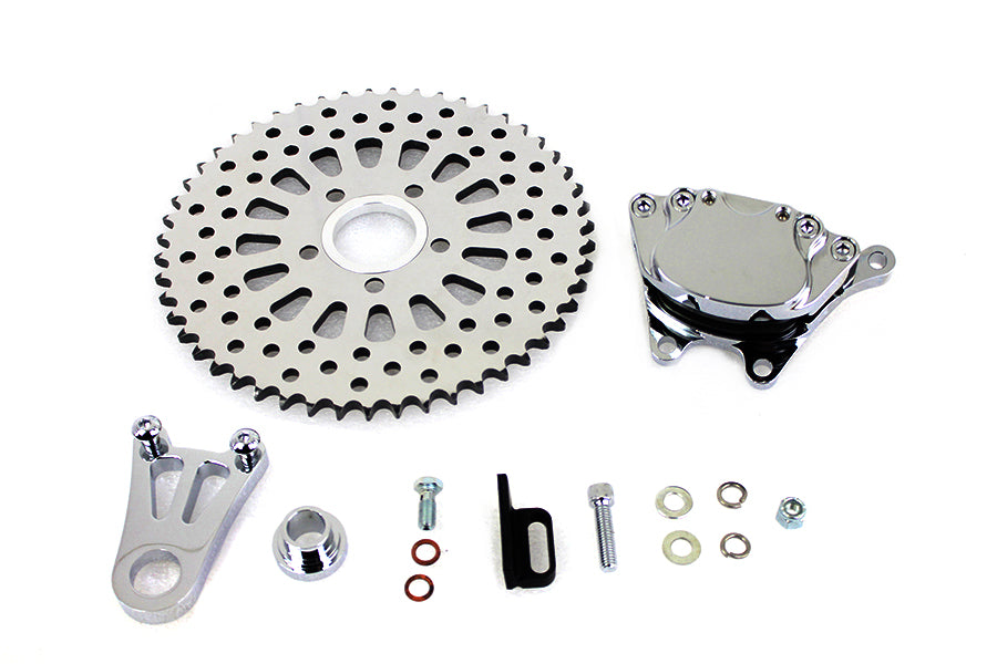 HARLEY Chrom Hinterrad 4 Kolben Bremssattel und 10 Zoll Scheibenkettenrad Passend für 0-  Custom, Anwendung für 3/4 o
