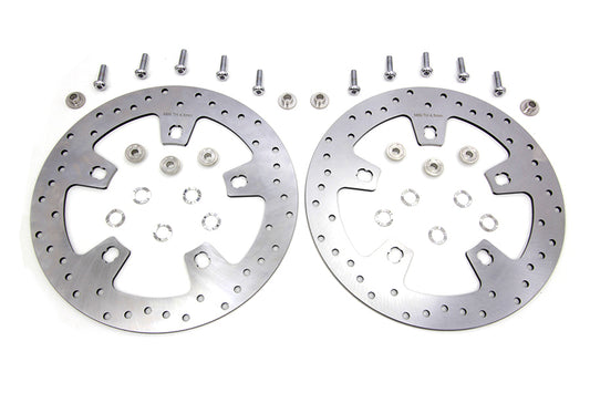 HARLEY Duro 11.8 inch Drilled Front Brake Disc Set Stainless Steel fits 2014-UP FLT, with 5 or 10 spoke cast wheel only