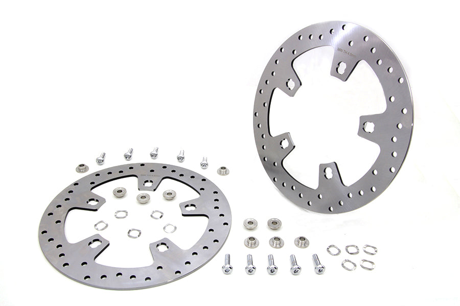 HARLEY Duro 11.8 inch Drilled Front Brake Disc Set Stainless Steel fits 2014-UP FLT, with 5 or 10 spoke cast wheel only