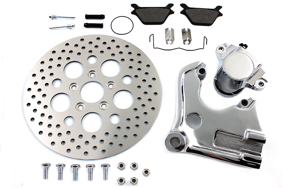 HARLEY Verchromter Bremssattel hinten und 11-1/2 Zoll Bremsscheiben-Kit Passend für 1990-1999 FXD, 1990-1999 FXDWG,