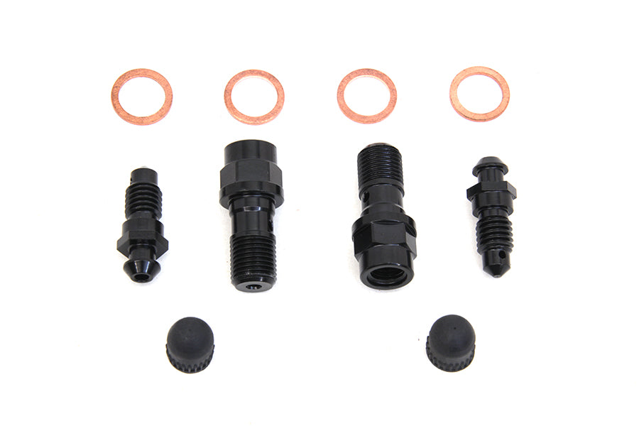 HARLEY FLT Vorderradbremssattel Entlüftungsschrauben-Kit, Schwarz, passend für 2008-UP FLT, 2008-UP FLHT, 2008-UP FLTR,