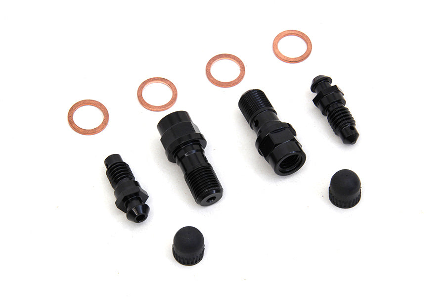 HARLEY FLT Vorderradbremssattel Entlüftungsschrauben-Kit, Schwarz, passend für 2008-UP FLT, 2008-UP FLHT, 2008-UP FLTR,