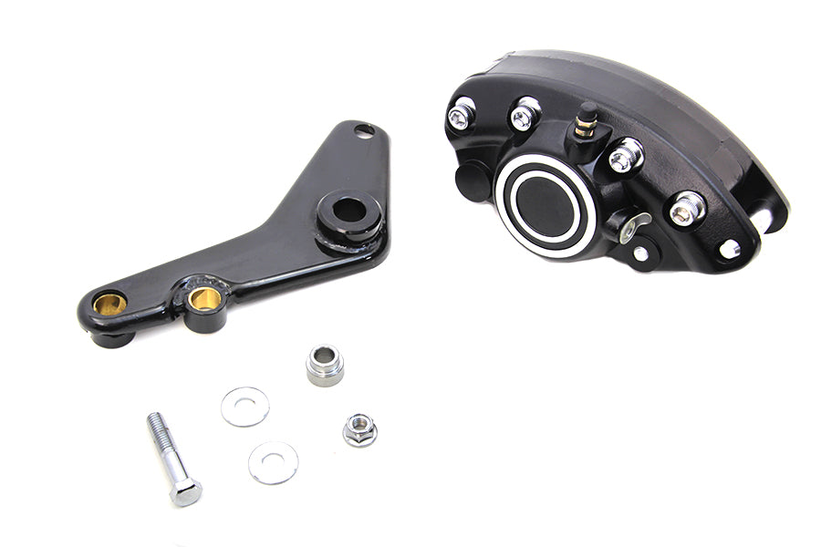 HARLEY Schwarz Hinten 1-Kolben-Bananenbremssattel-Kit mit Halterung Passend für 1973-1980 FX, 1973-1980 FL,
