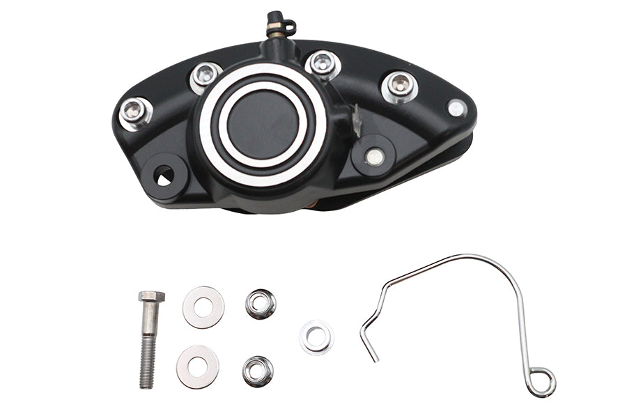 HARLEY Schwarzer Vorderbremssattel, 1 Kolben, Bananenform, mit Bullseye, passend für 1973-1984 FL, frühe 1984 1973-1973 FX,