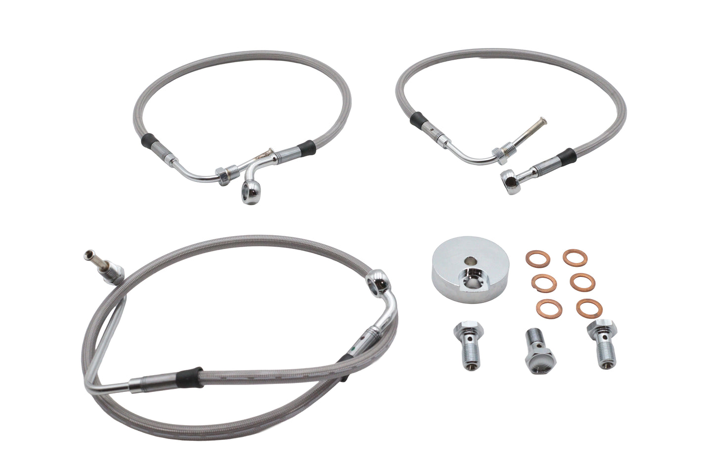 HARLEY Stainless Steel Front Brake Hose Kit Fits 1994-2007 FLHR,   2004-2007 FLHRS,