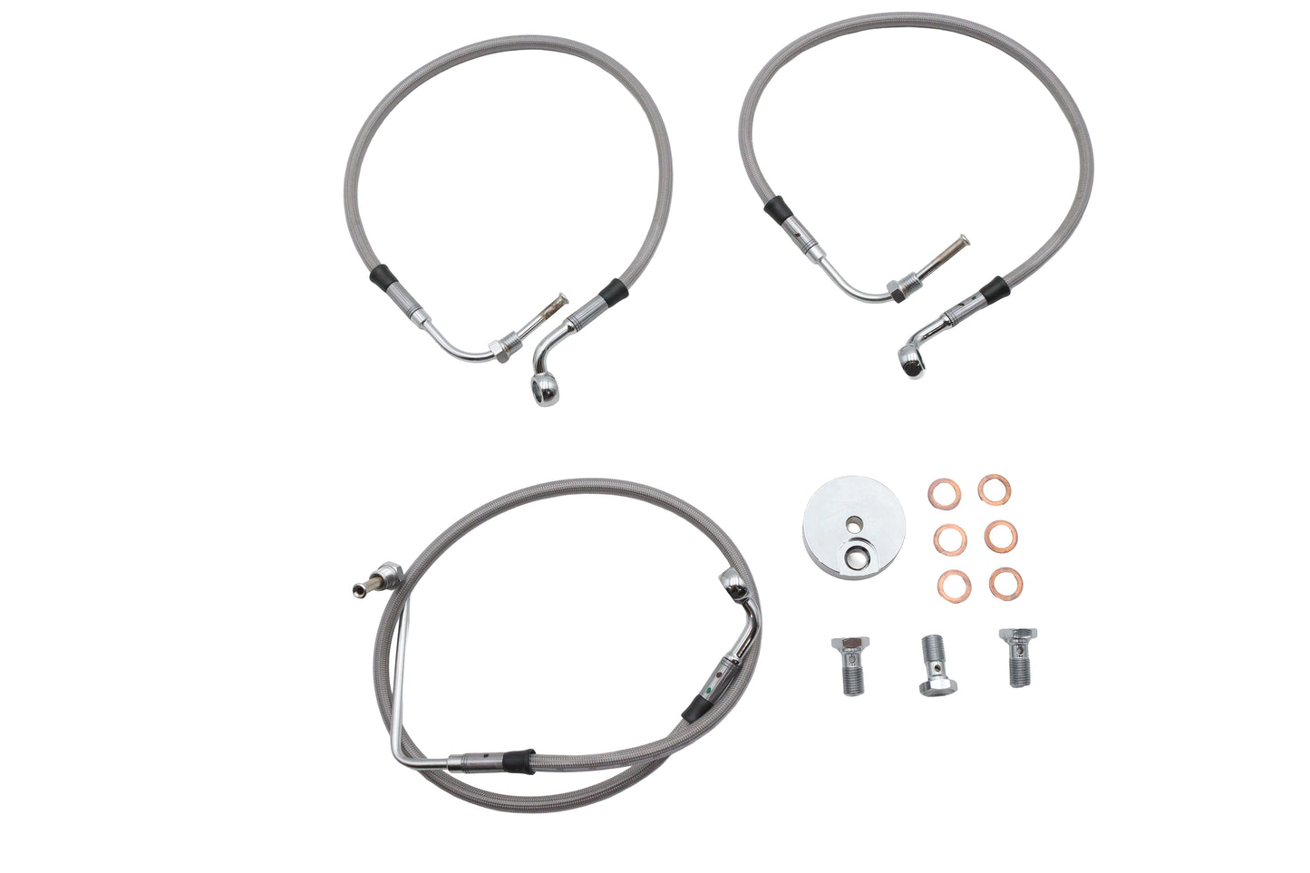 HARLEY Stainless Steel Front Brake Hose Kit Fits 1994-2007 FLHR,   2004-2007 FLHRS,