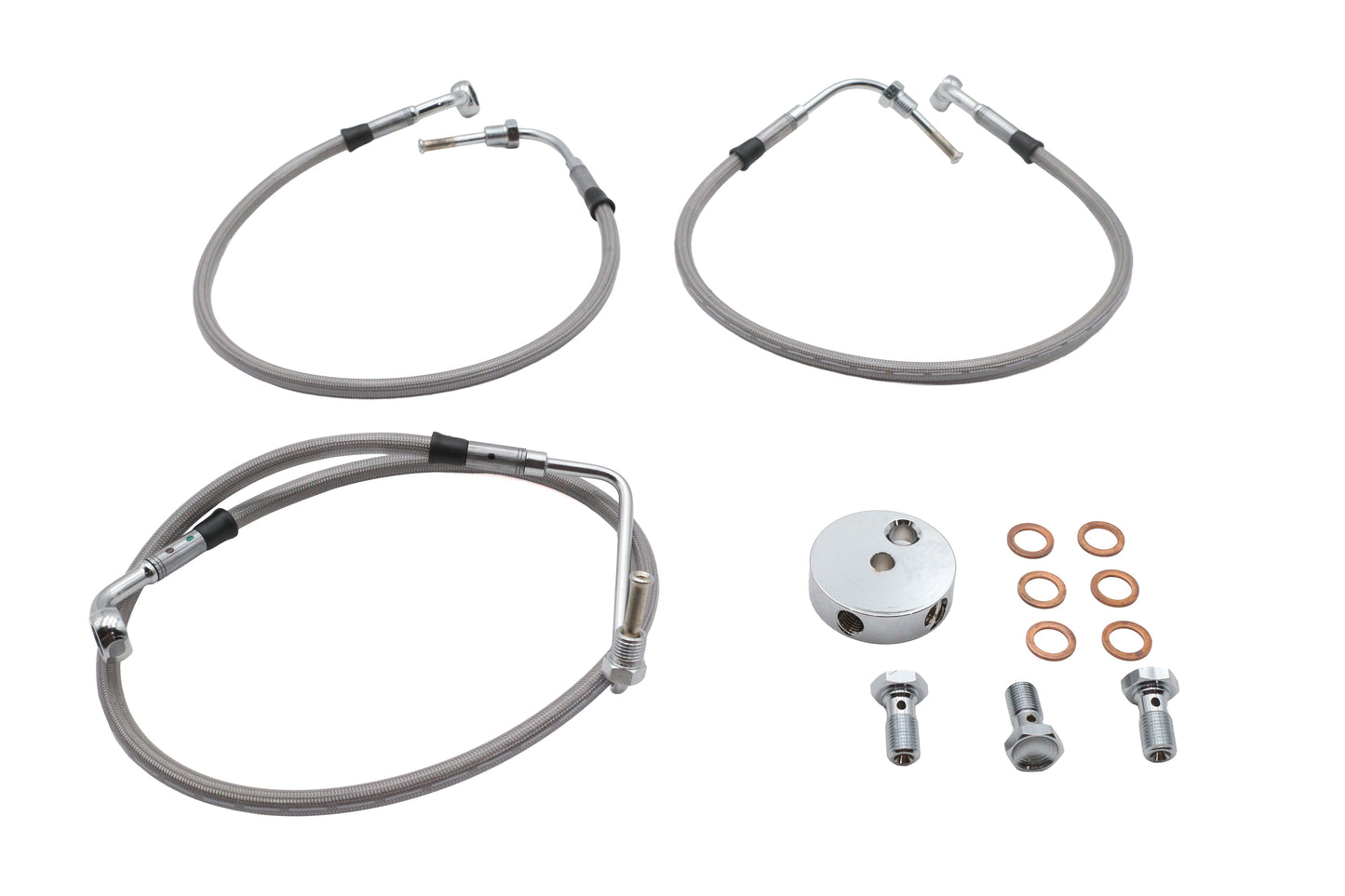 HARLEY Stainless Steel Front Brake Hose Kit Fits 1994-2007 FLHR,   2004-2007 FLHRS,