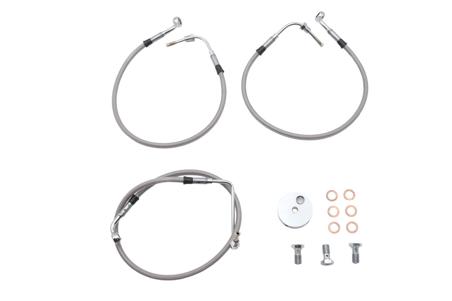 HARLEY Stainless Steel Front Brake Hose Kit Fits 1994-2007 FLHR,   2004-2007 FLHRS,