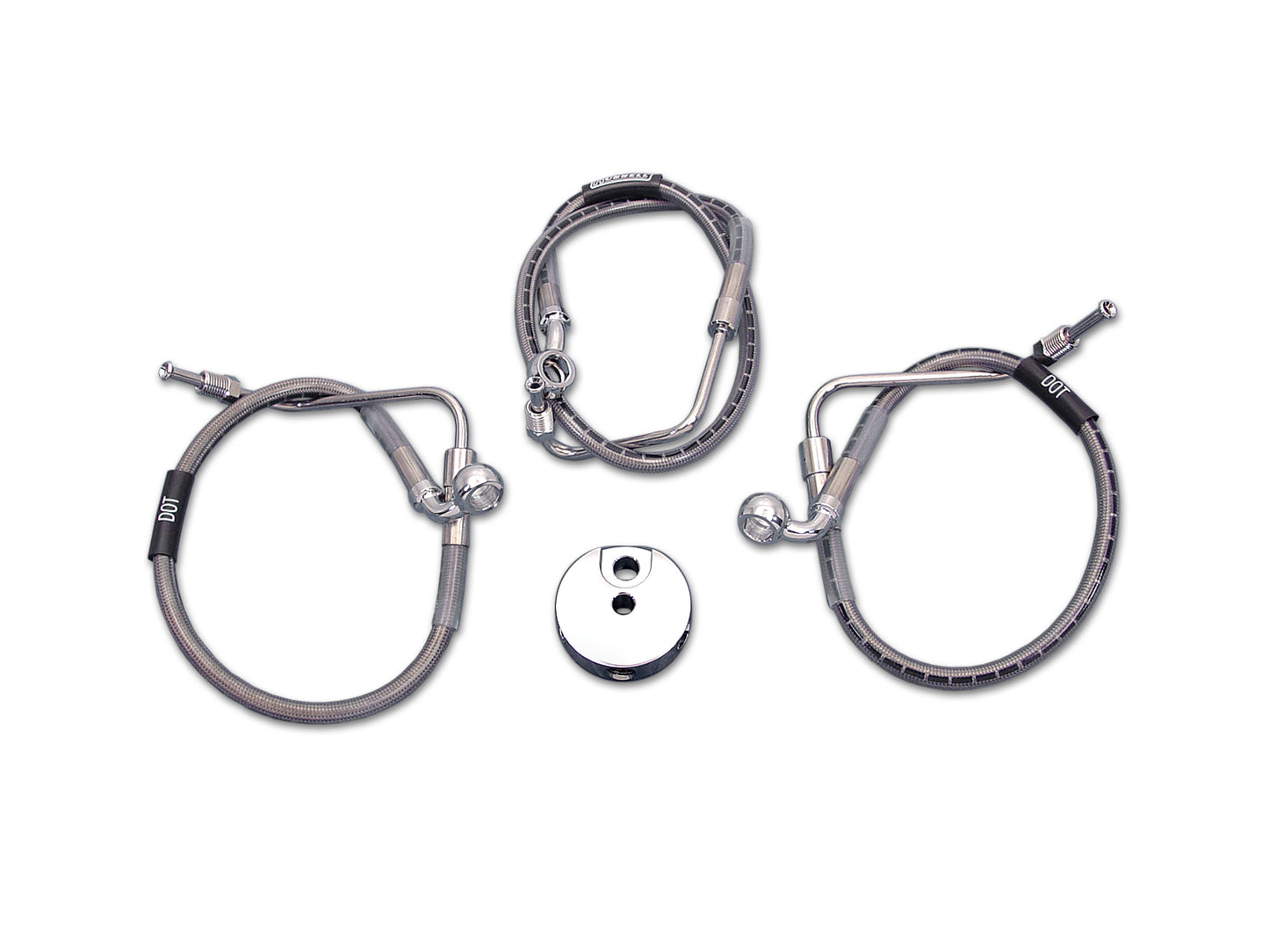 HARLEY Edelstahl-Vorderradbremsleitungen 25-1/4 Zoll und 16-1/8 Zoll Passend für 1994-UP FLHR, 1994-UP FLH